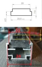 Профиль алюминиевый для щетки трехрядной